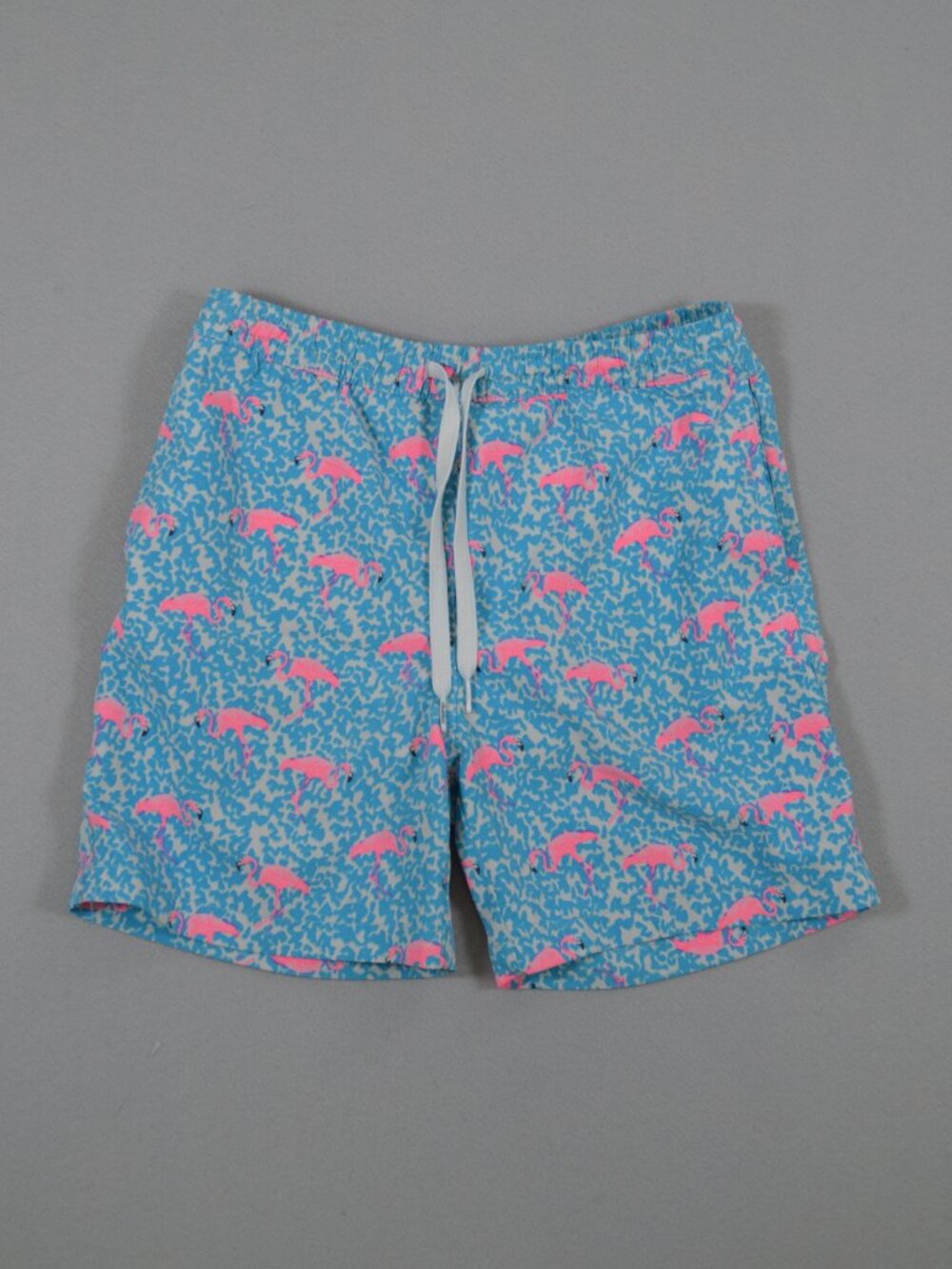 Chubbies Youth Medium Flamingo Swim Trunks Boys 10 12 Blue Pink Lined Beach Shor